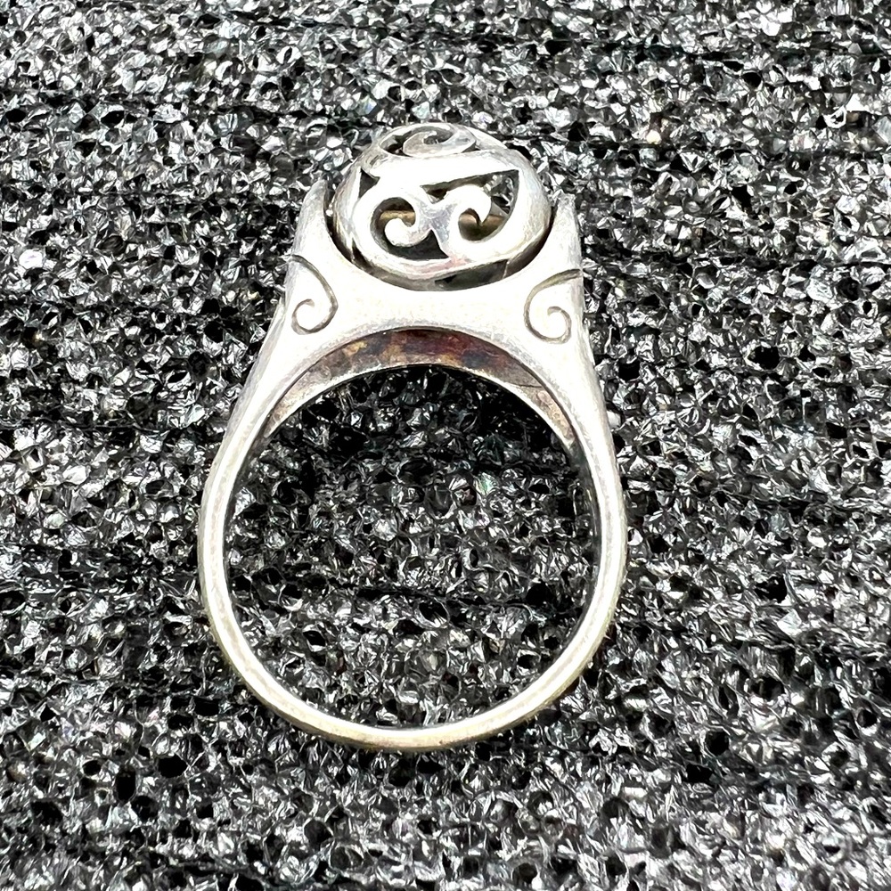 Vintage Artisan Sterling 925 Ball Spinner with Filigree Openwork Ring Size 8.5.